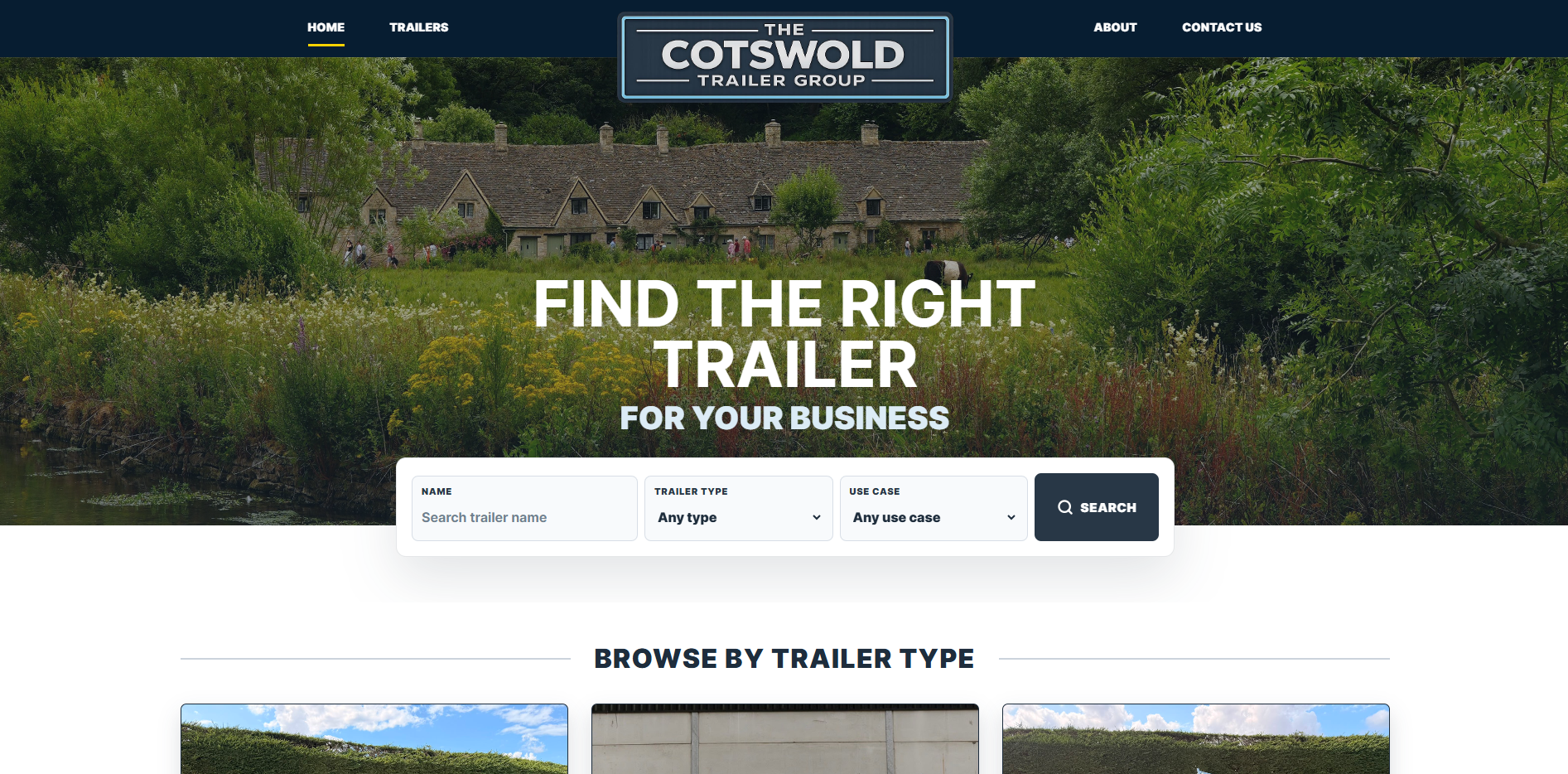 The Cotswold Trailer Group website design screenshot